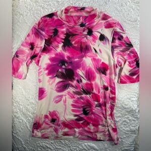 NWOT JOHNNY WAS “The Janie”Women's Pink Floral Mock Neck Top